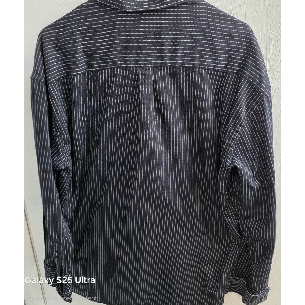 New Gen Mens Dress Shirt XL Long Sleeve Button Up French Cuff Black‎ Stripe - Picture 2 of 8